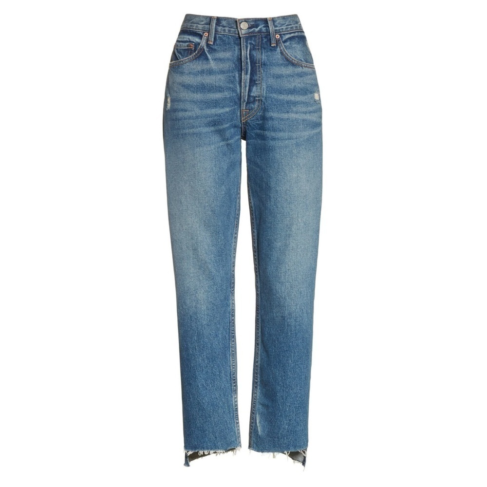 Grlfrnd Denim Helena Crop Raw Hem Straight Leg Jeans Size 27